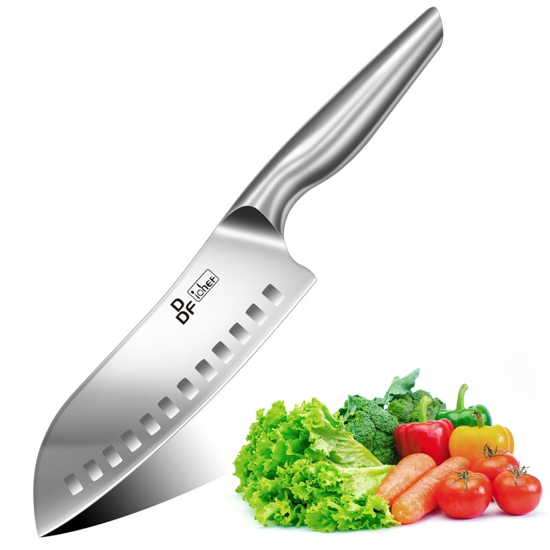 DDF iohEF Kitchen Knife, Chef's Knife In Japanese Stainless Steel Professional Santoku Cooking Knife, 7 Inch Non-slip Ultra Sharp Knife with Ergonomic Handle - Image 4